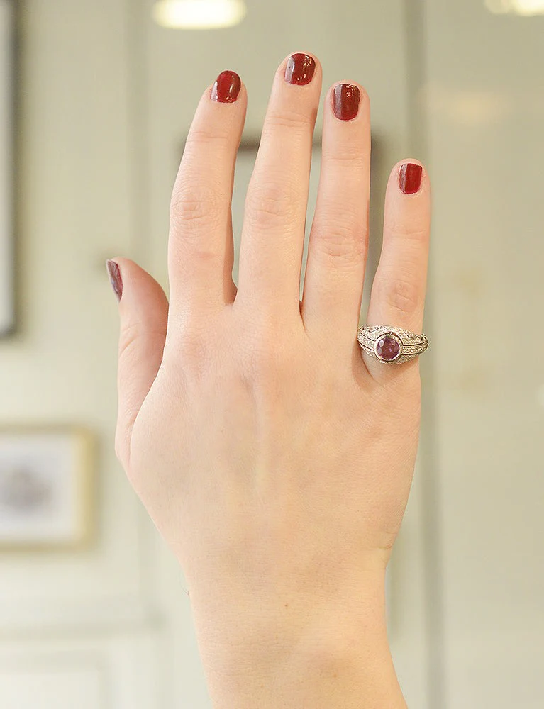 Bague Création Benoit Joaillier "Jonc Style Art Déco Saphir Rose" - Image 5