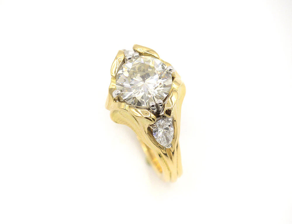 Bague Création Benoit Joaillier "Jonc Ginkgo" Diamant K-Si 2,02ct - Image 3