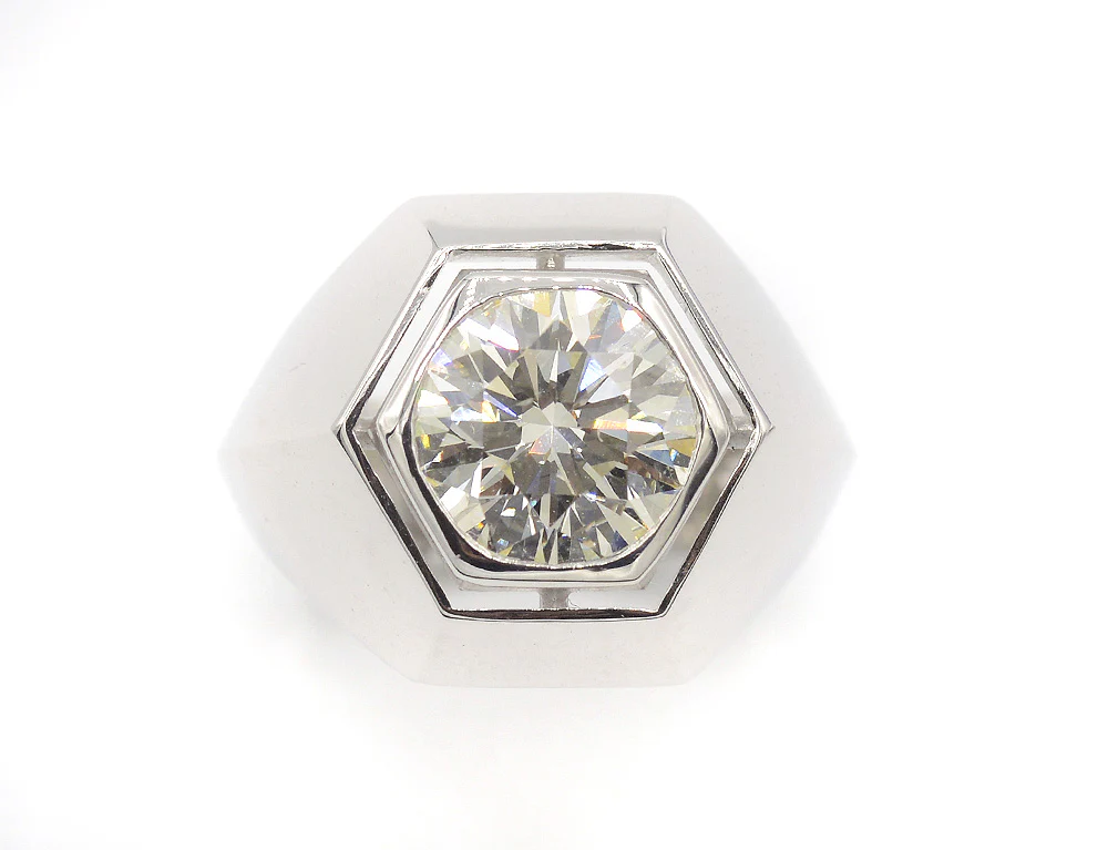 Bague Création Benoit Joaillier "Jonc Hexagonal" Diamant 2,30ct M-Si1 - Image 2