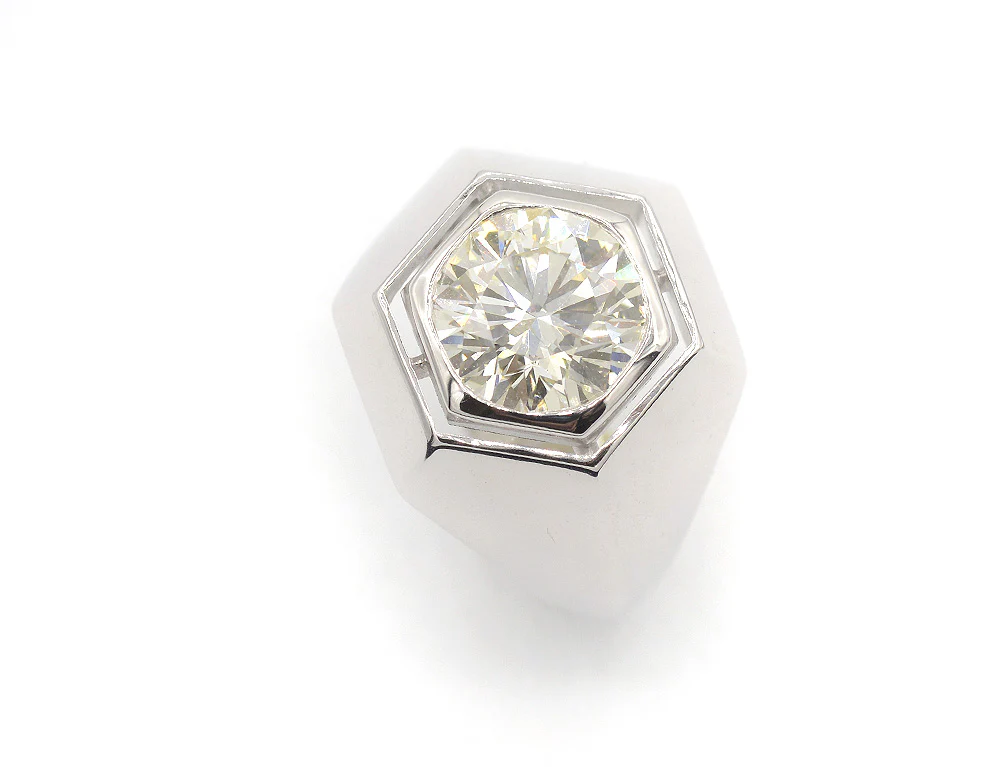 Bague Création Benoit Joaillier "Jonc Hexagonal" Diamant 2,30ct M-Si1 - Image 3