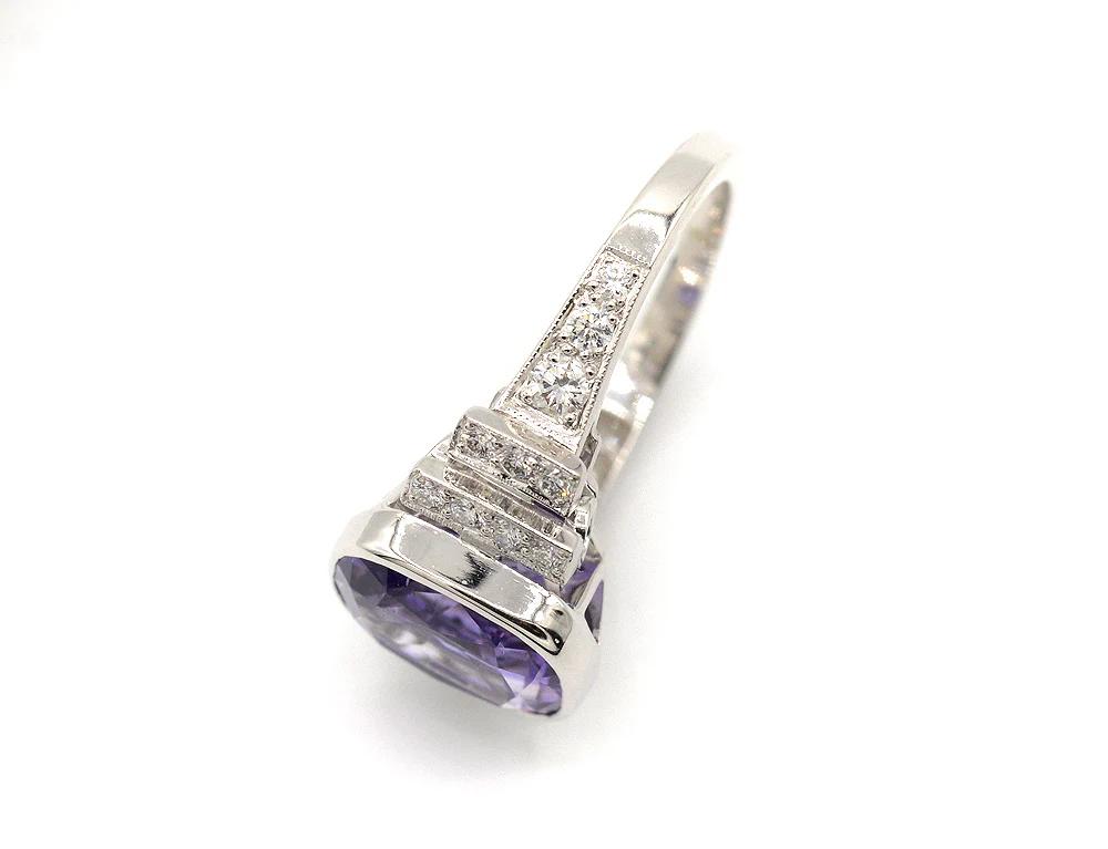Bague Création Benoit Joaillier "Améthyste Art Déco Escalier" - Image 4