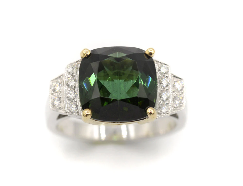 Bague Création Benoit Joaillier "Tourmaline Verte Art Déco" - Image 2
