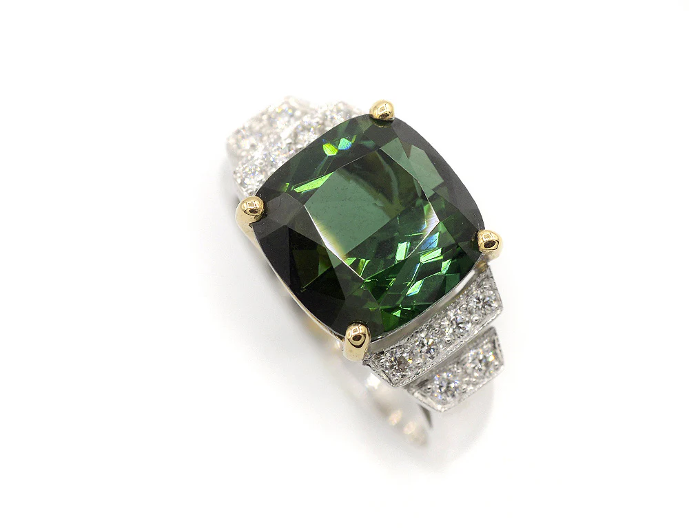 Bague Création Benoit Joaillier "Tourmaline Verte Art Déco" - Image 3