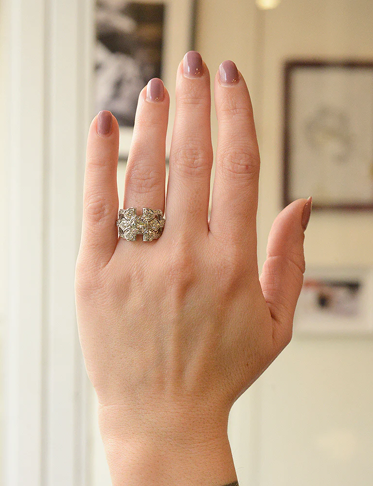 Bague Création Benoit Joaillier "Fleur Style Art Déco" Diamant 0,91 ct F-VVS1 - Image 5
