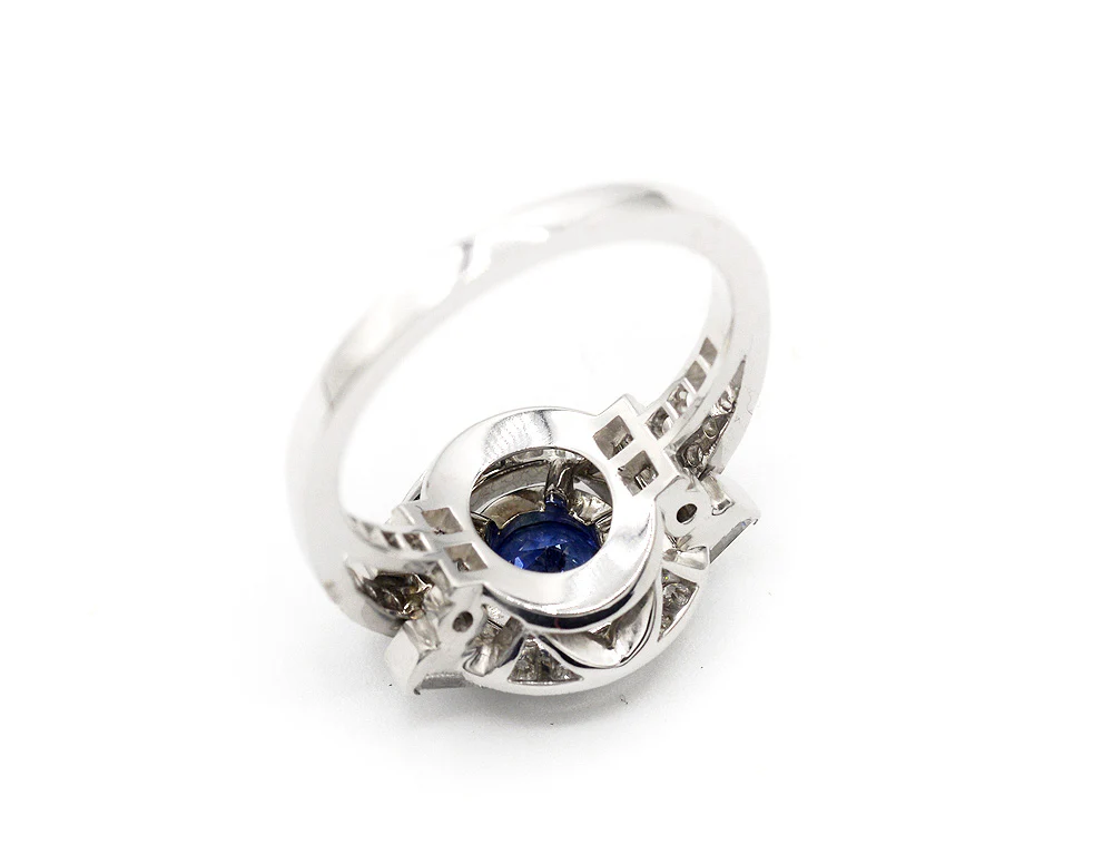 Bague Création Benoit Joaillier "Ronde Double Baguettes" Saphir 0,92ct - Image 5