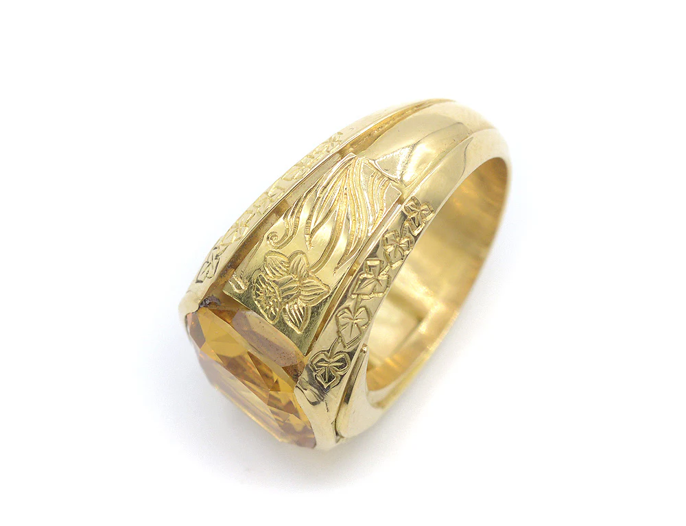 Chevalière Création Benoit Joaillier "Chevalière gravée" Citrine 3,99ct - Image 4