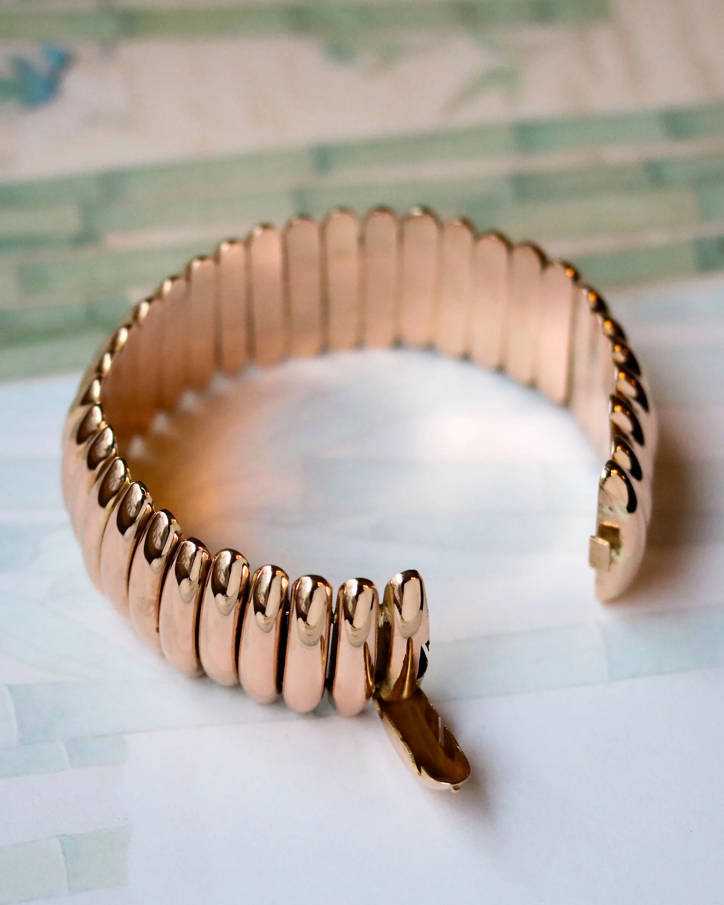 Manchette Or Rose Maillon Ovale Allongé