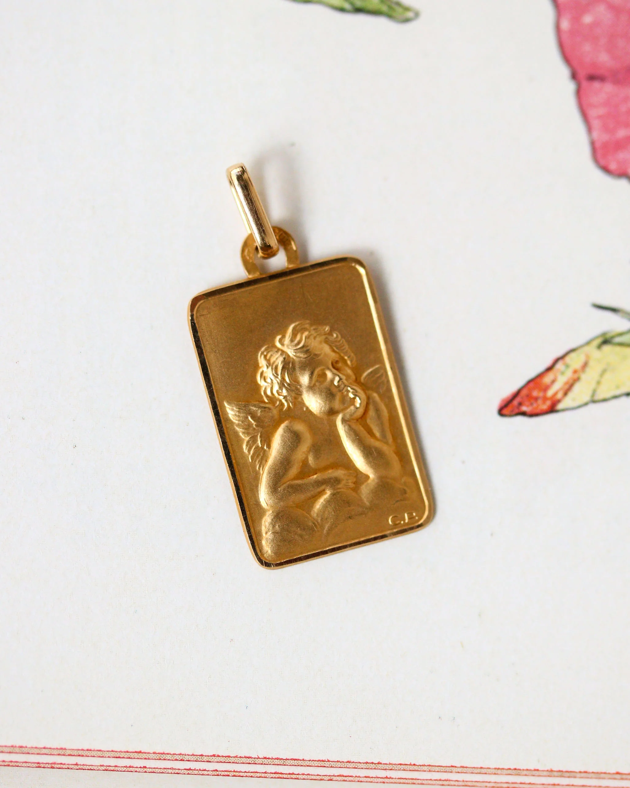 Médaille Ange Rectangulaire Or Jaune
