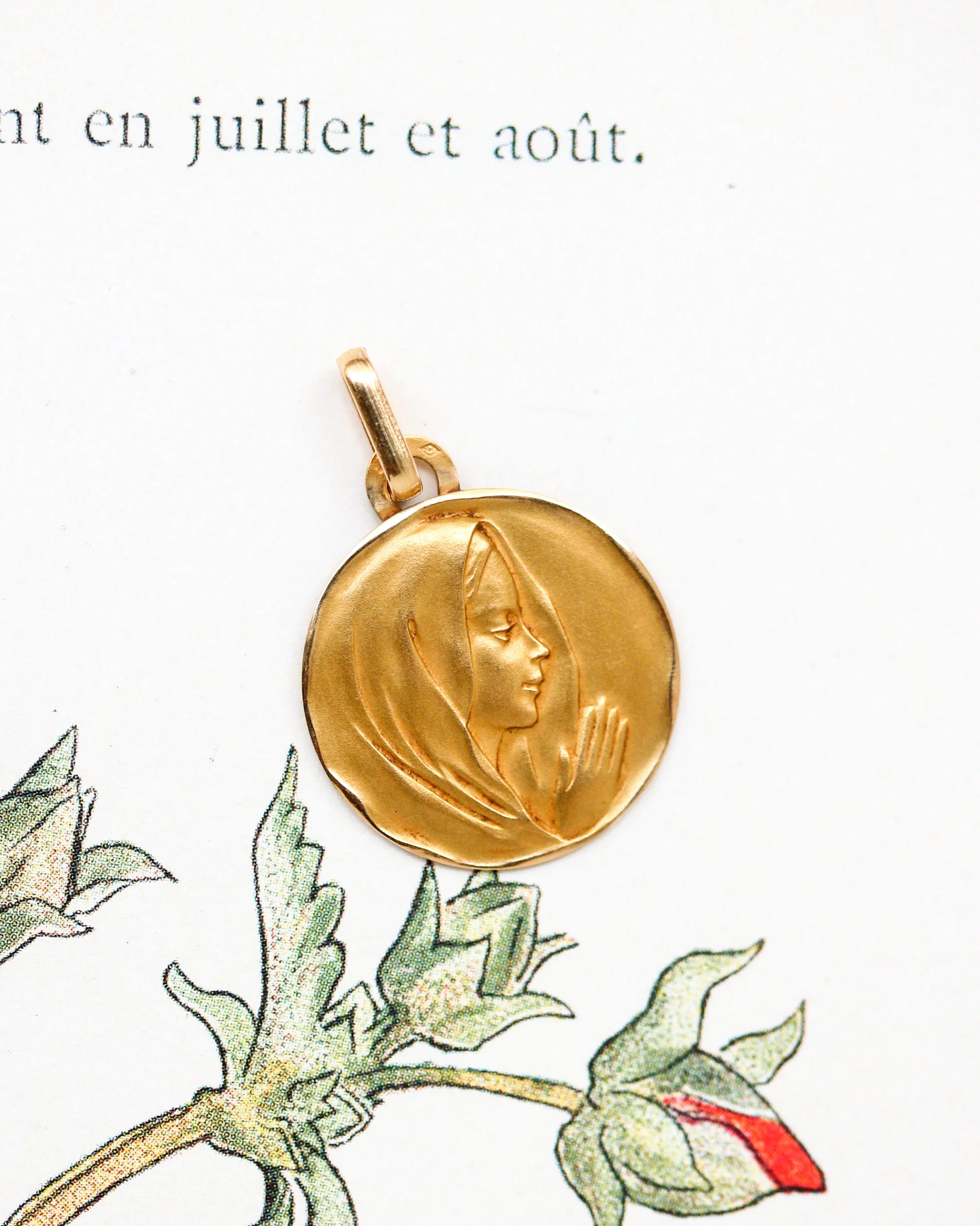 Médaille Sainte Vierge Ronde Or jaune