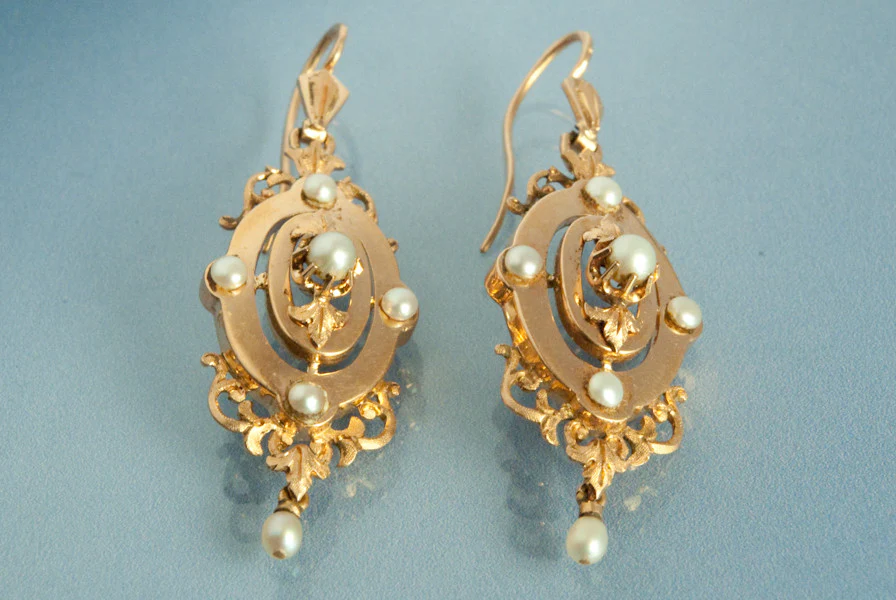 Paire de boucle d'oreille Perles Napoléon III - Image 4
