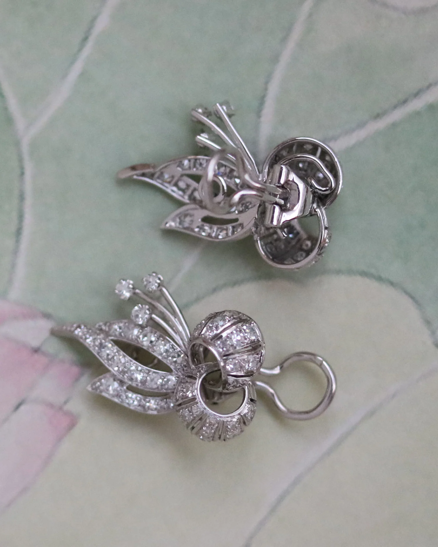 Paire de Boucles d'Oreilles "Cocktail" Or Blanc et Diamants - Image 5