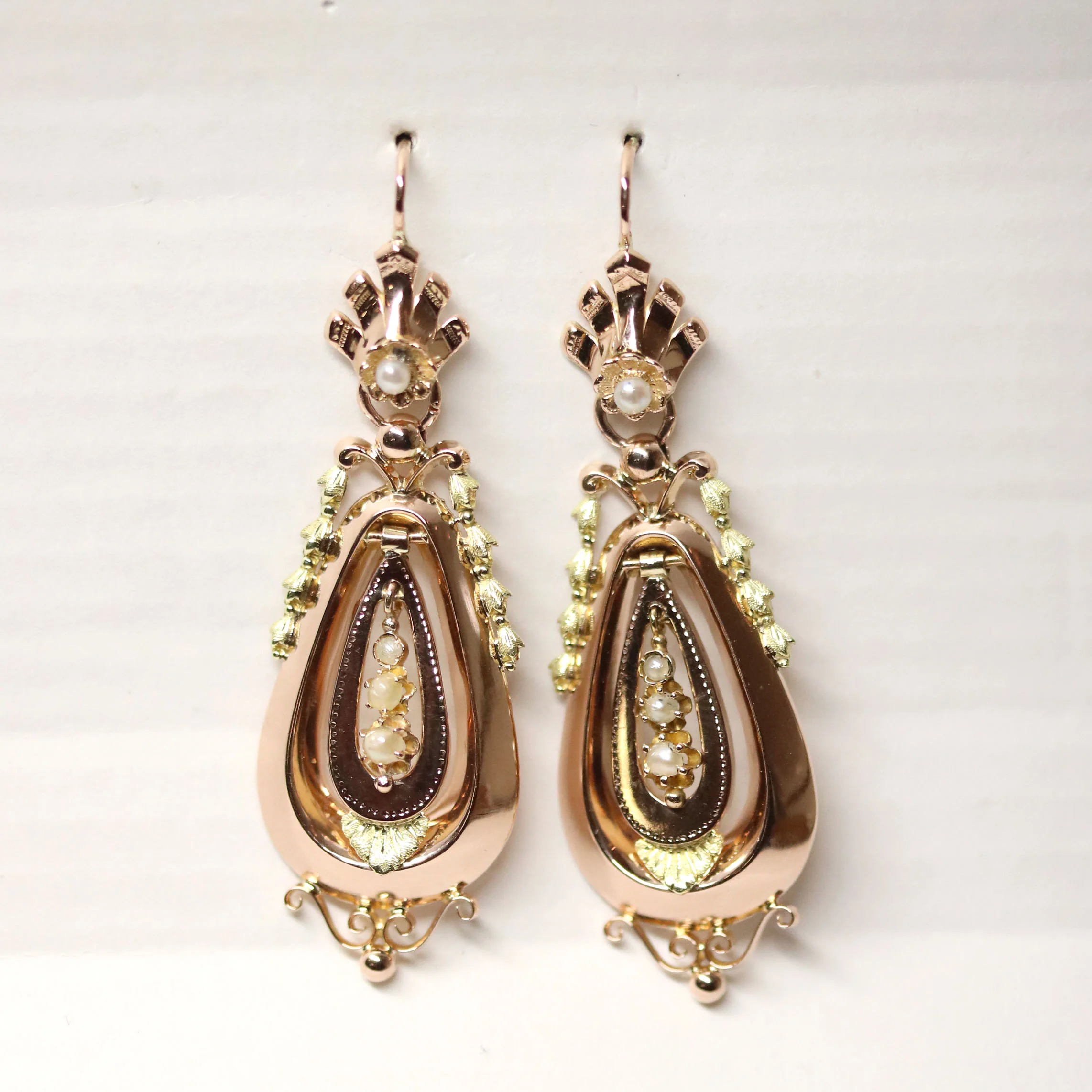 Paire de Boucles d'Oreilles Pendantes Napoléon III - Image 4