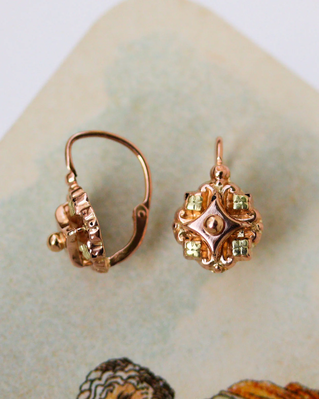 Paire de Dormeuse Or Rose et Jaune - Image 3