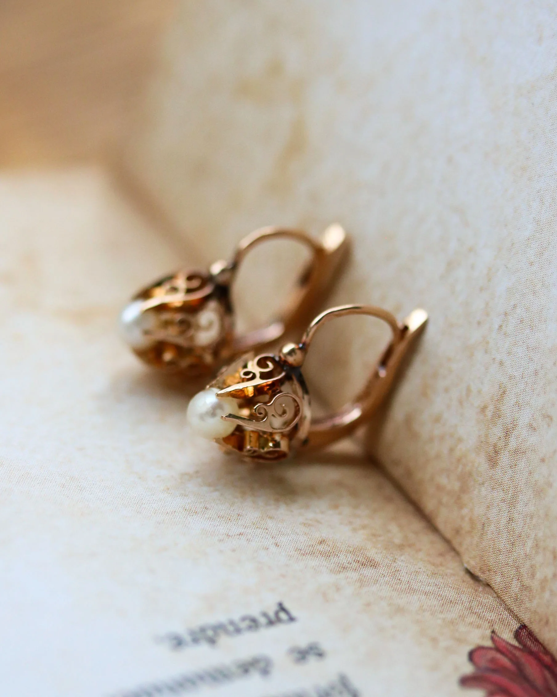 Paire de Dormeuse Perle et Or Rose - Image 3