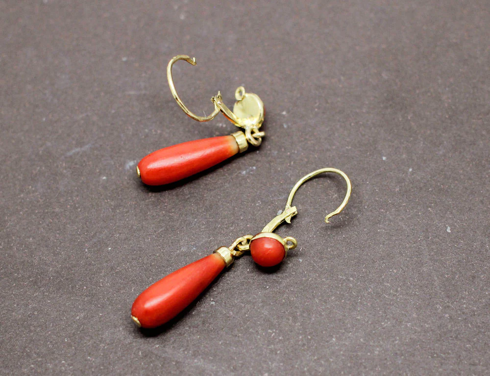 Pendants d'oreilles Corail XIXe - Image 3