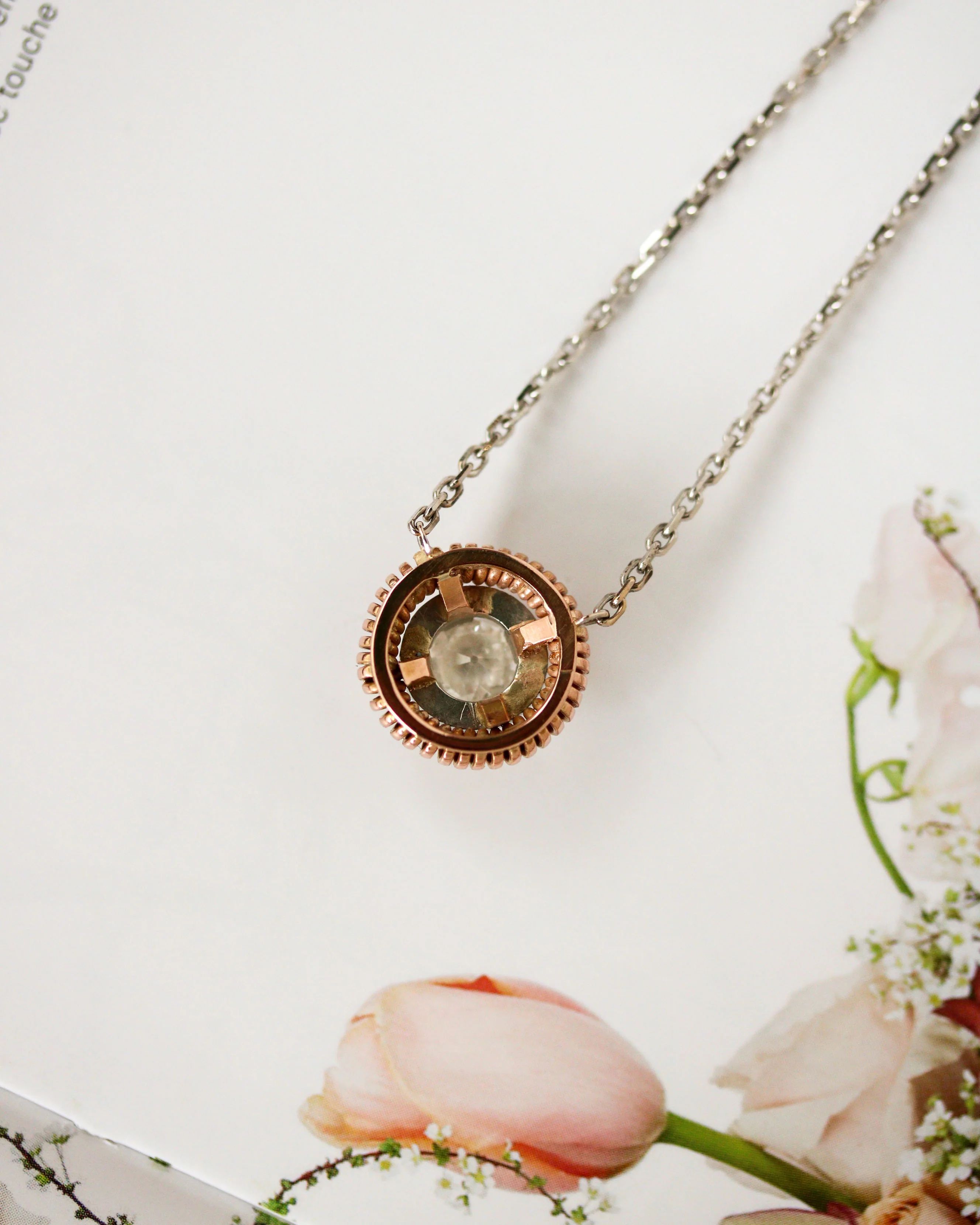 Pendentif 1940 Diamant Or et Platine - Image 3