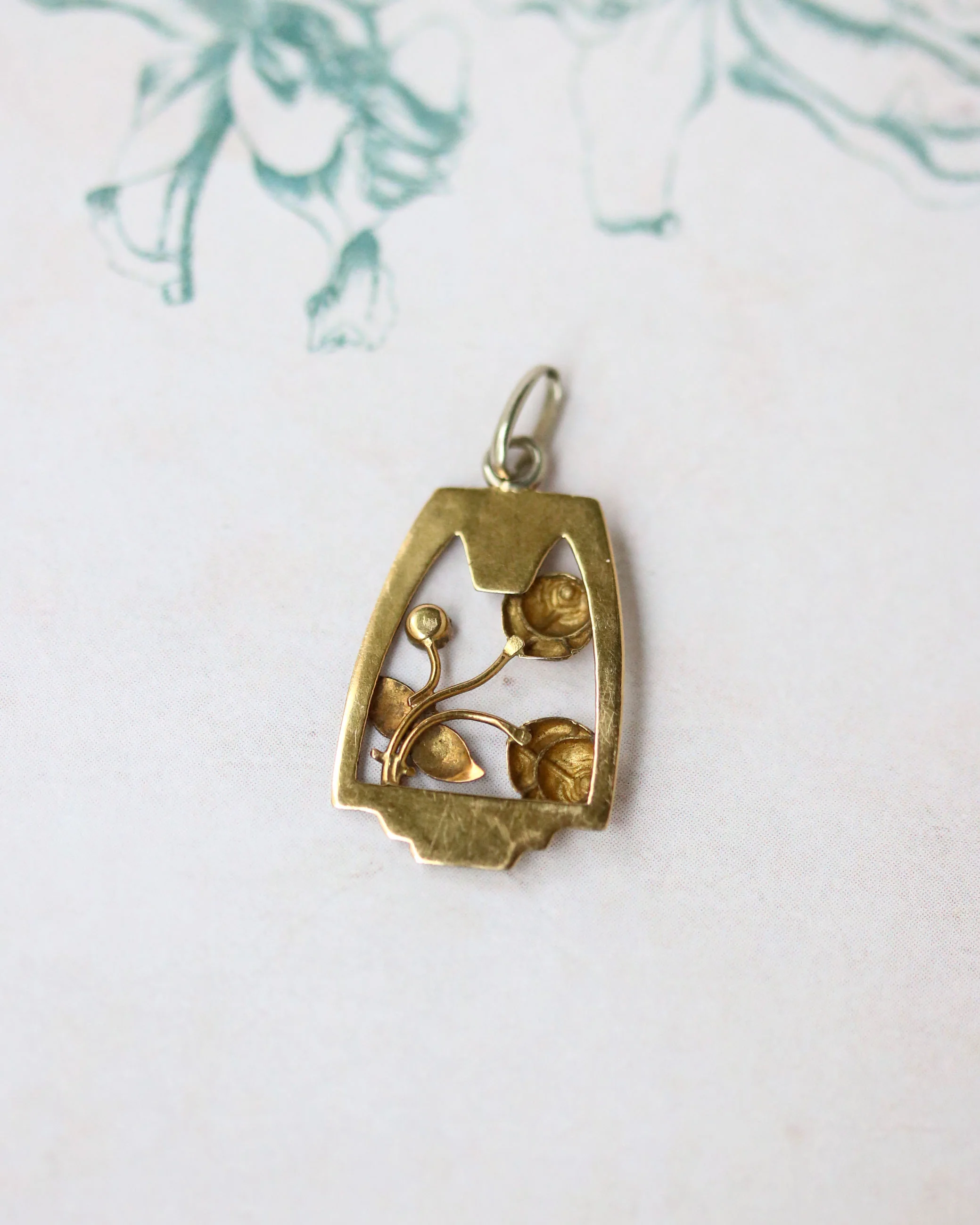 Pendentif Ancien Deux Ors et Perles - Image 3