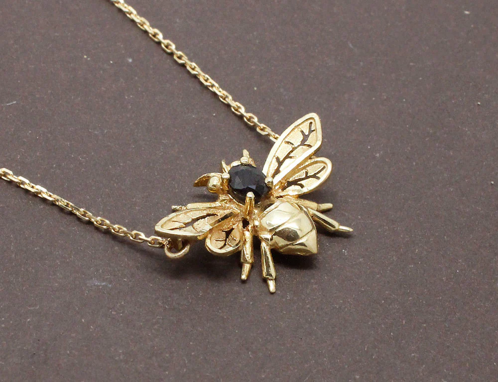 Pendentif Abeille Or et Saphir - Image 2