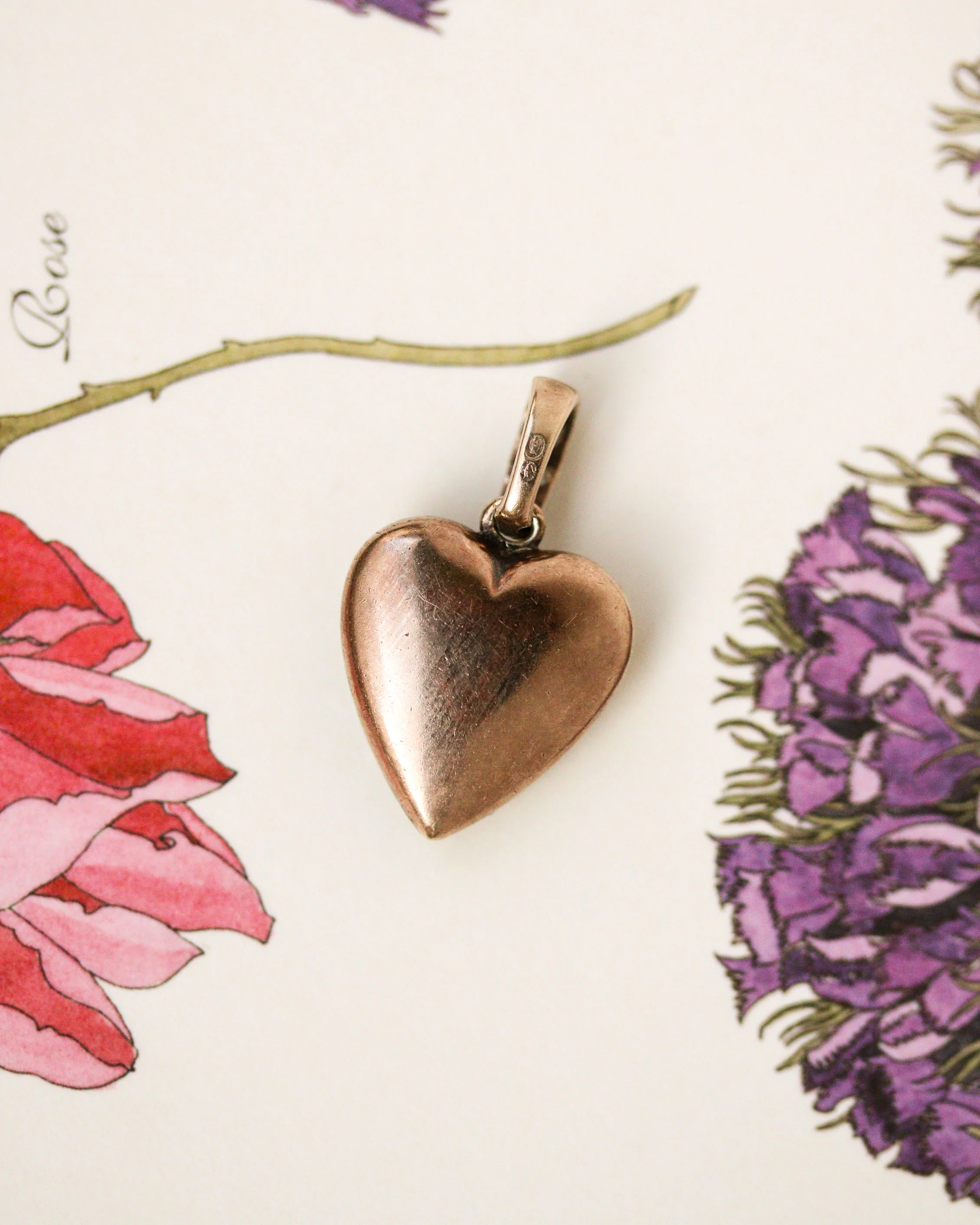 Pendentif Ancien Coeur Diamants Or Argent - Image 3
