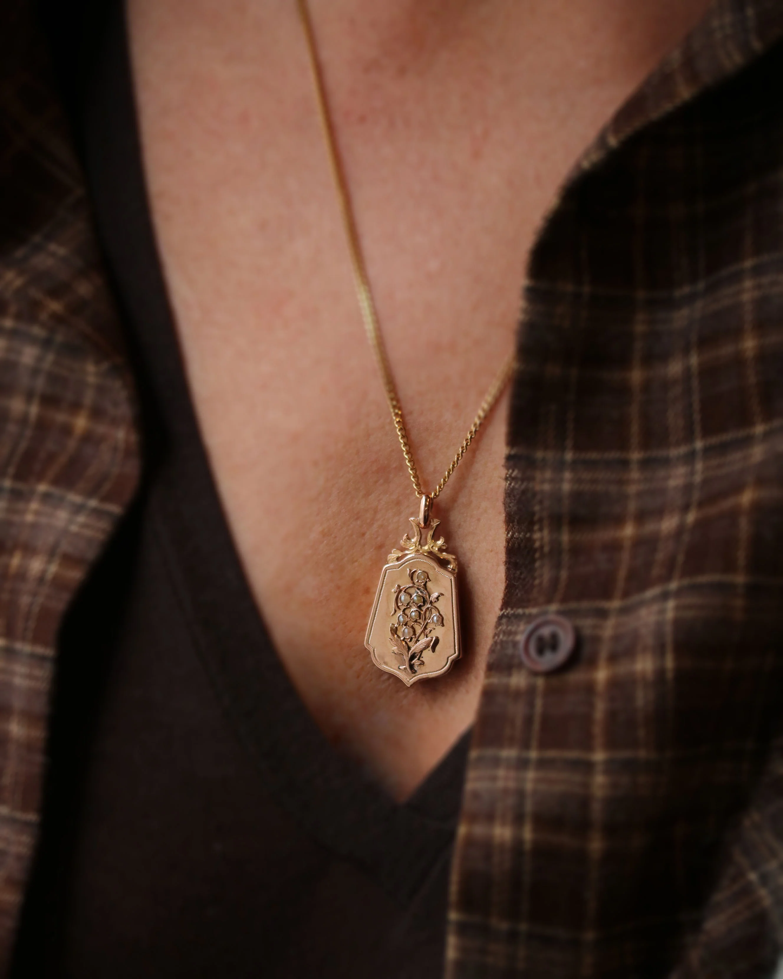 Pendentif Napoléon III Ouvrant Or Rose et Perles Fines - Image 4
