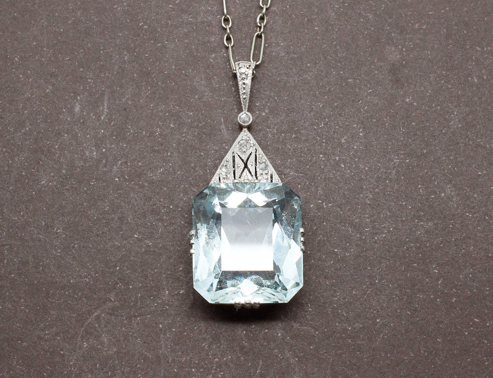 Pendentif Art Déco Aigue Marine