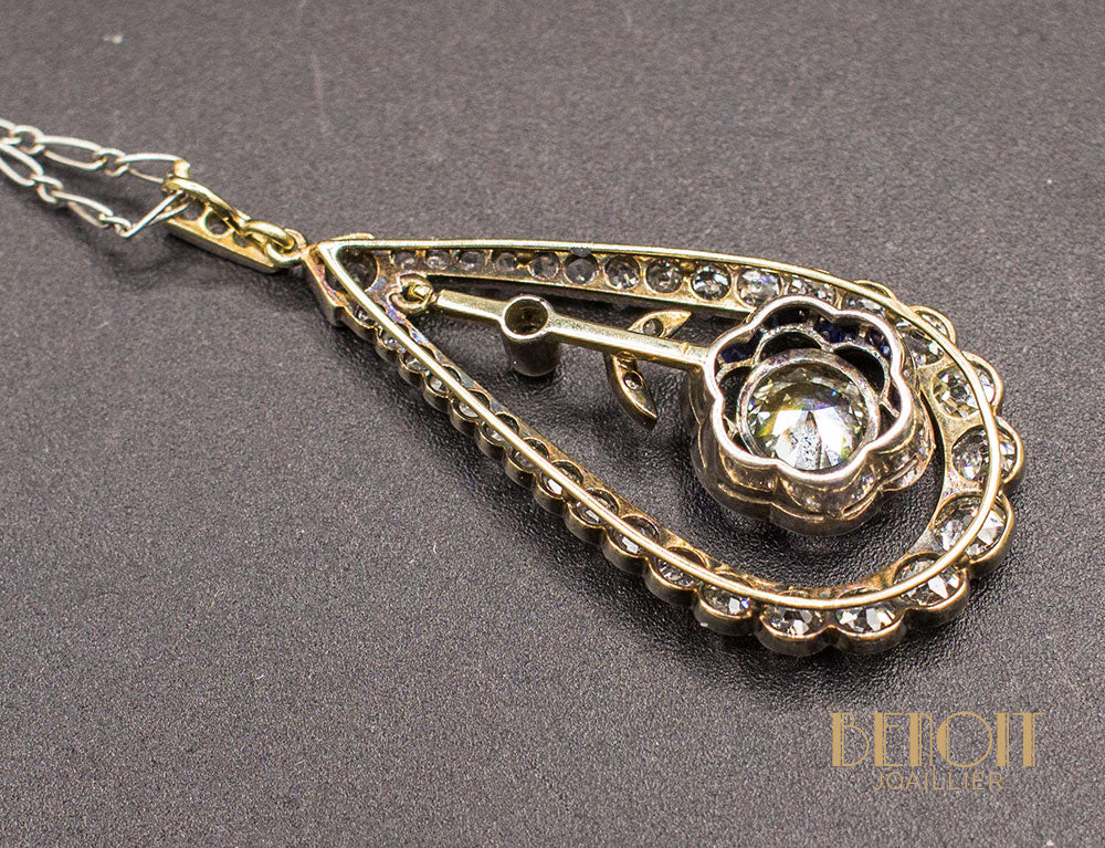 Pendentif Art Déco Diamants Saphirs - Image 3