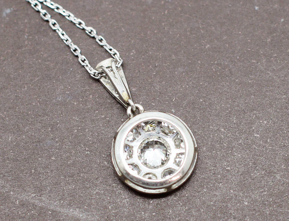 Pendentif Art Déco en Platine et Diamants - Image 4