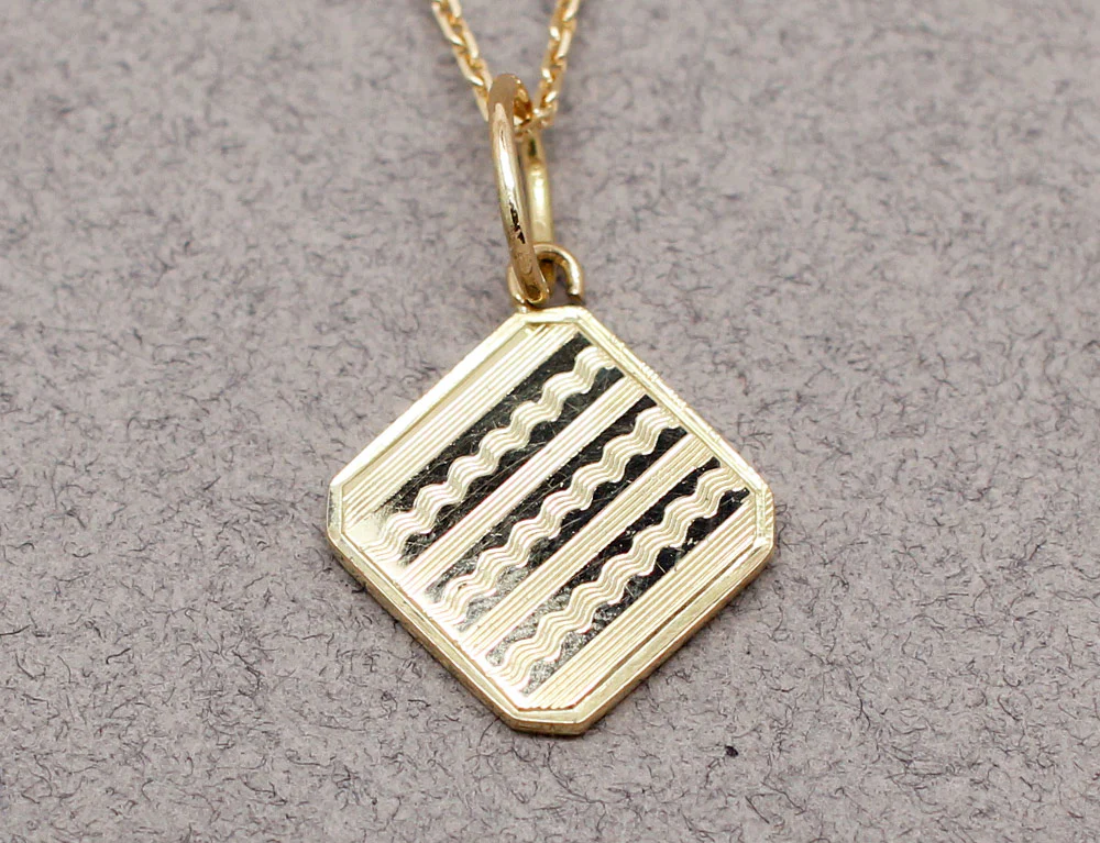 Pendentif Art Déco Gravé Or Jaune