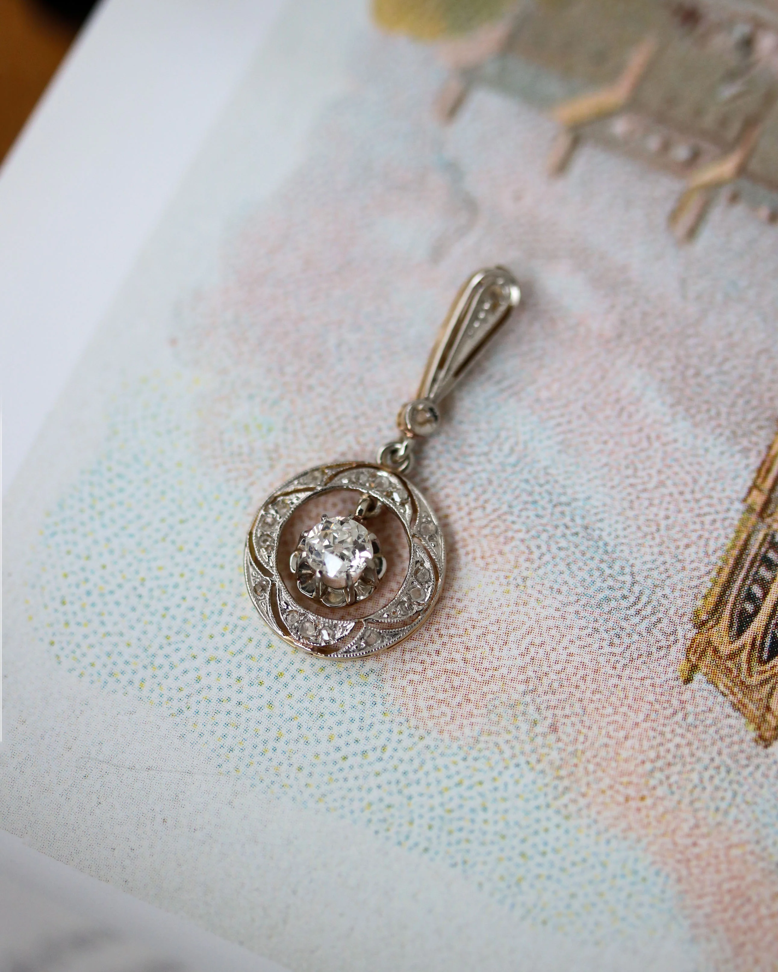 Pendentif Art Déco Or et Diamant