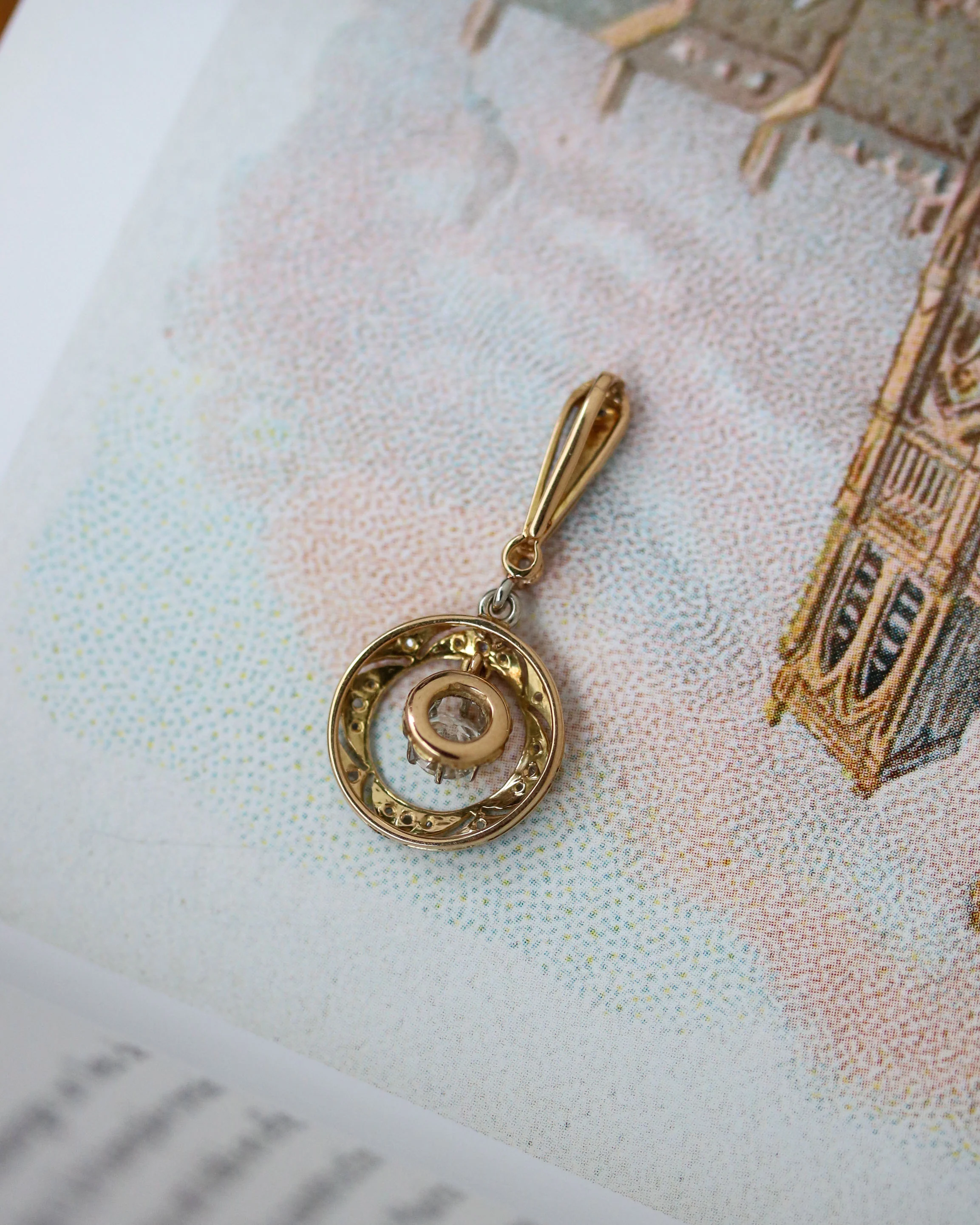 Pendentif Art Déco Or et Diamant - Image 3