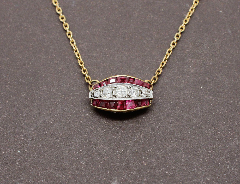 Pendentif Art Déco Rubis et Diamants - Image 2