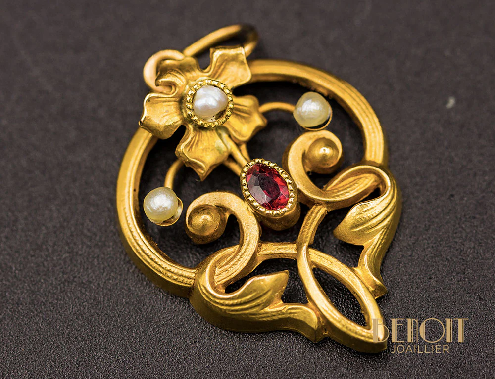 Pendentif Art Nouveau Or Jaune - Image 2