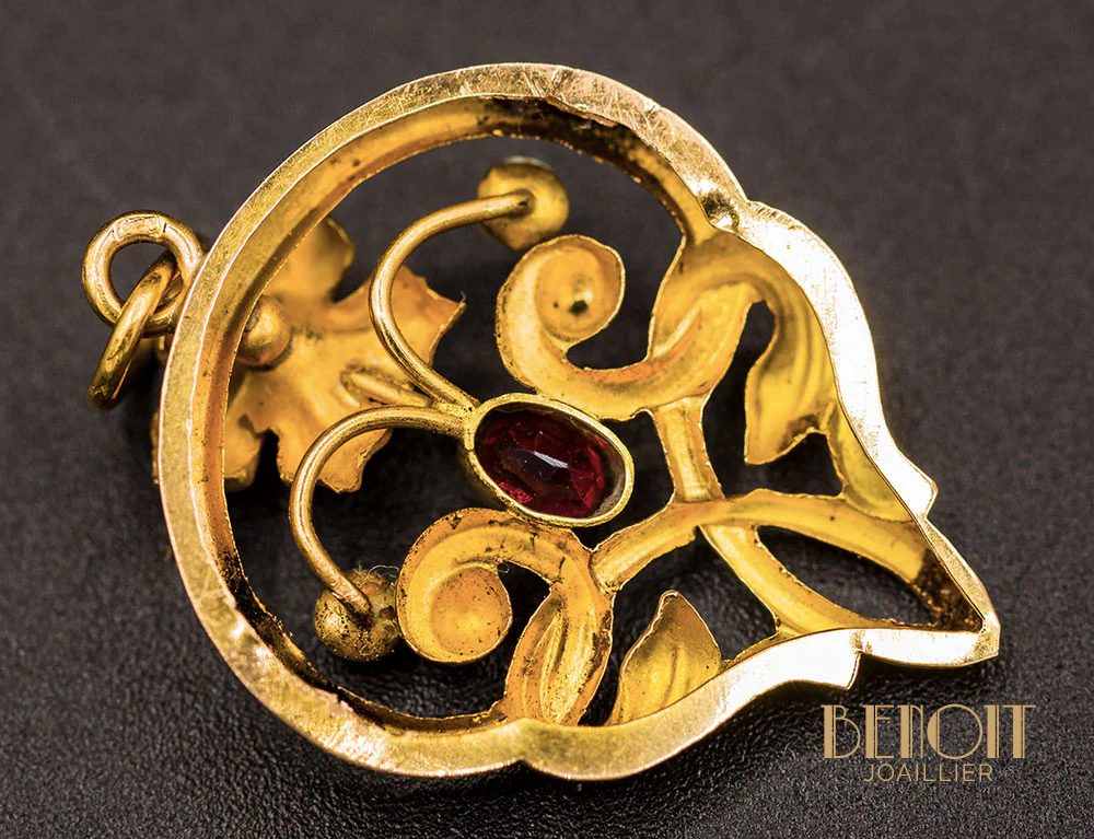Pendentif Art Nouveau Or Jaune - Image 4