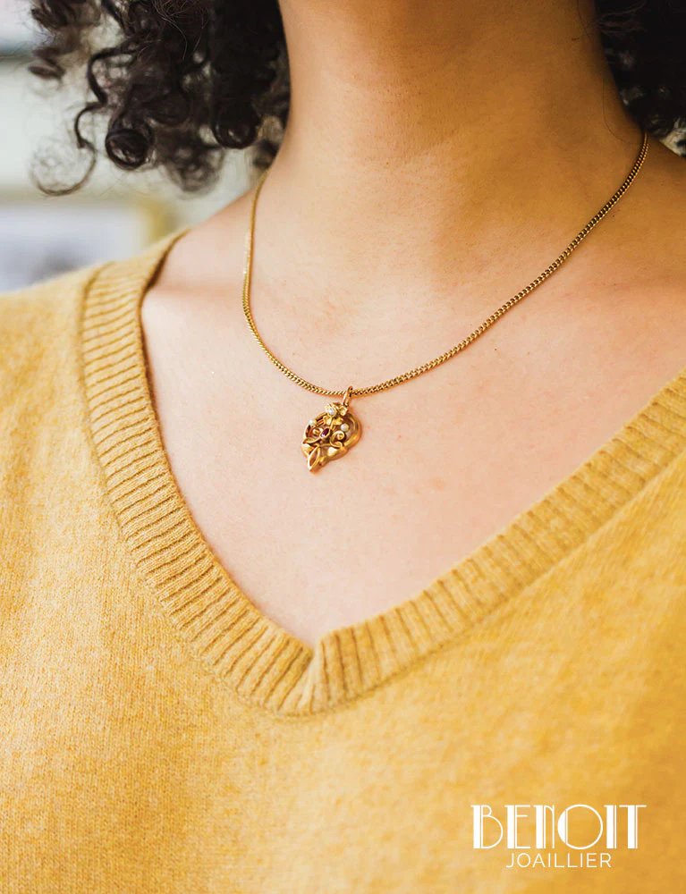 Pendentif Art Nouveau Or Jaune - Image 5