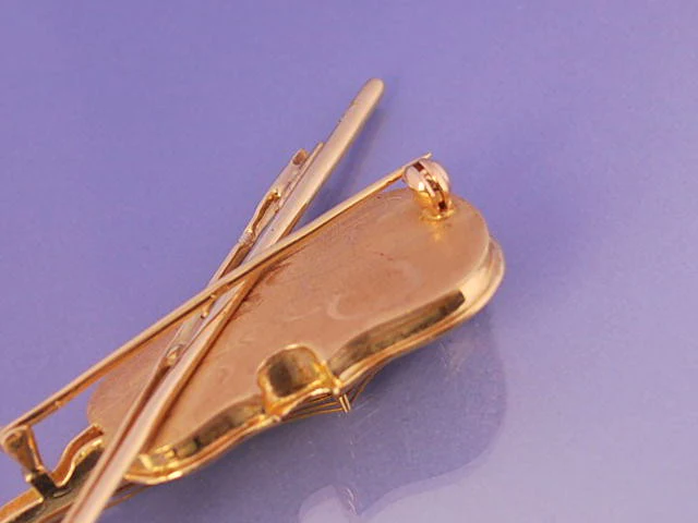 Pendentif / broche violon or et diamants - Image 4