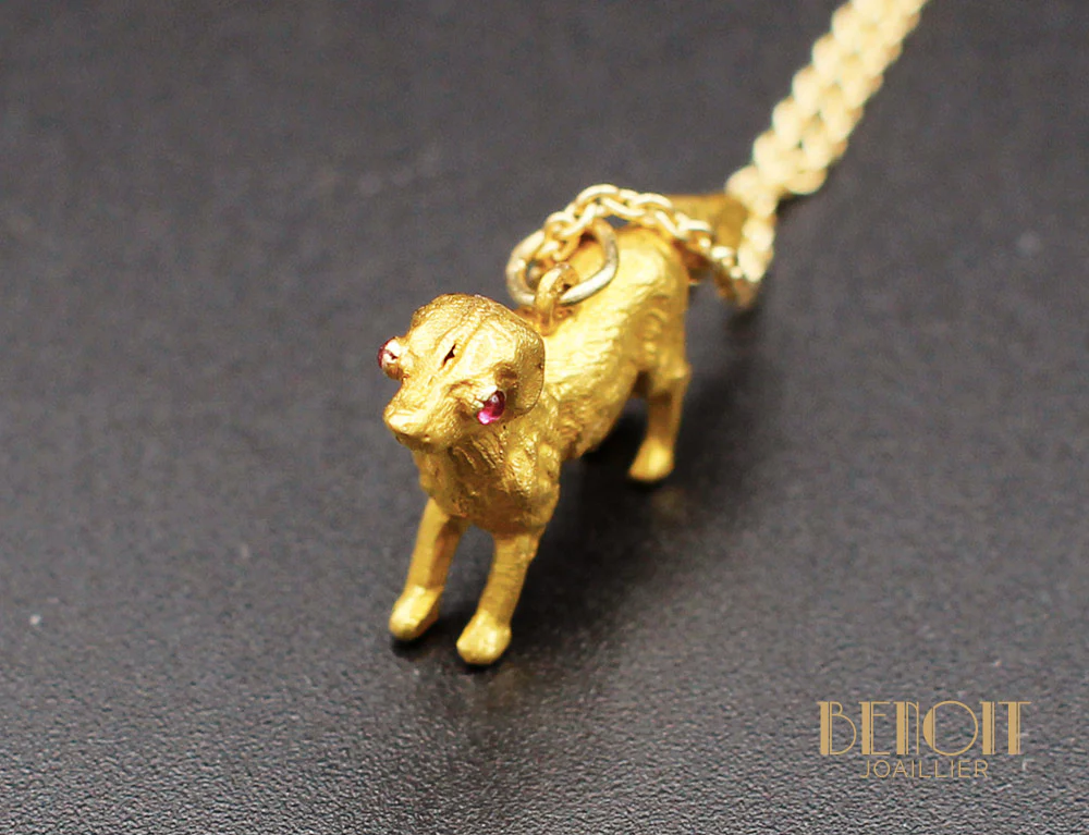 Pendentif "Chien" Or Grenats XIXe - Image 3