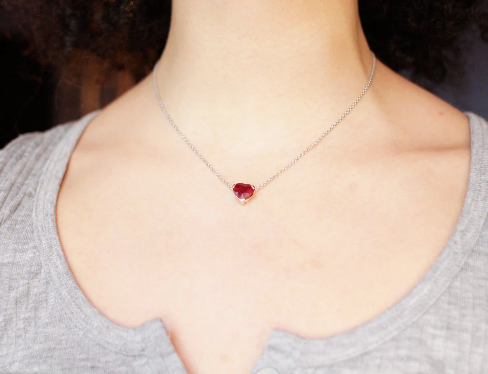 Pendentif Coeur Rubis Or Blanc - Image 5