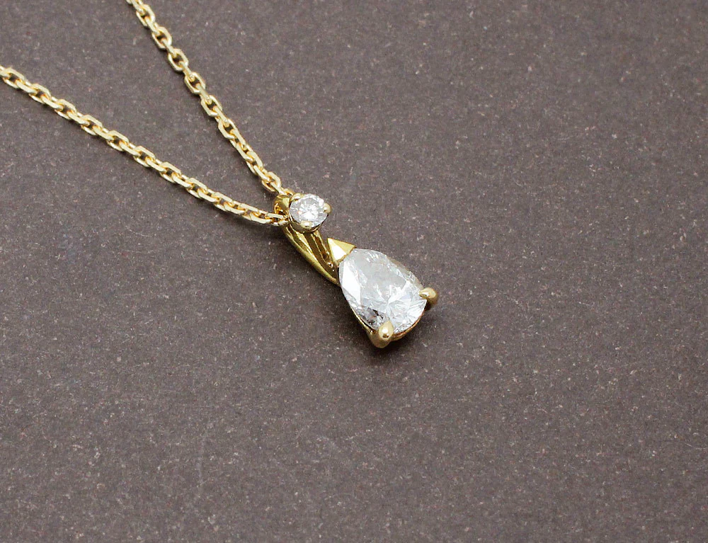 Pendentif Diamant Poire Or Jaune - Image 2