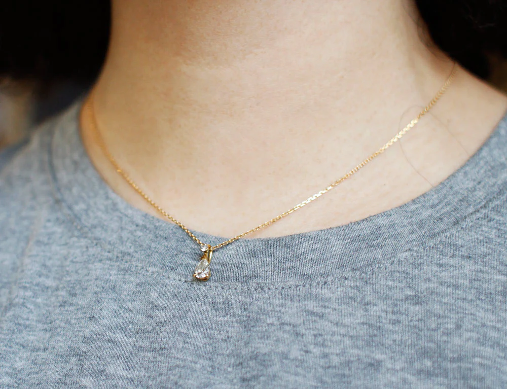 Pendentif Diamant Poire Or Jaune - Image 5