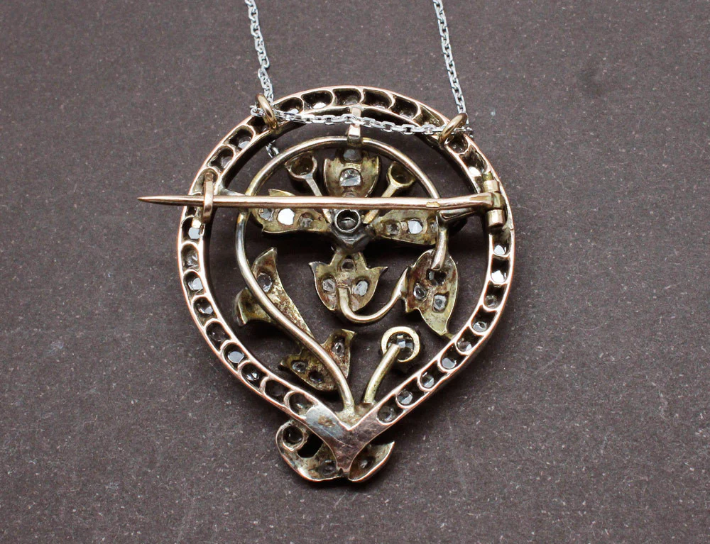 Pendentif et Broche Florale Diamants - Image 3