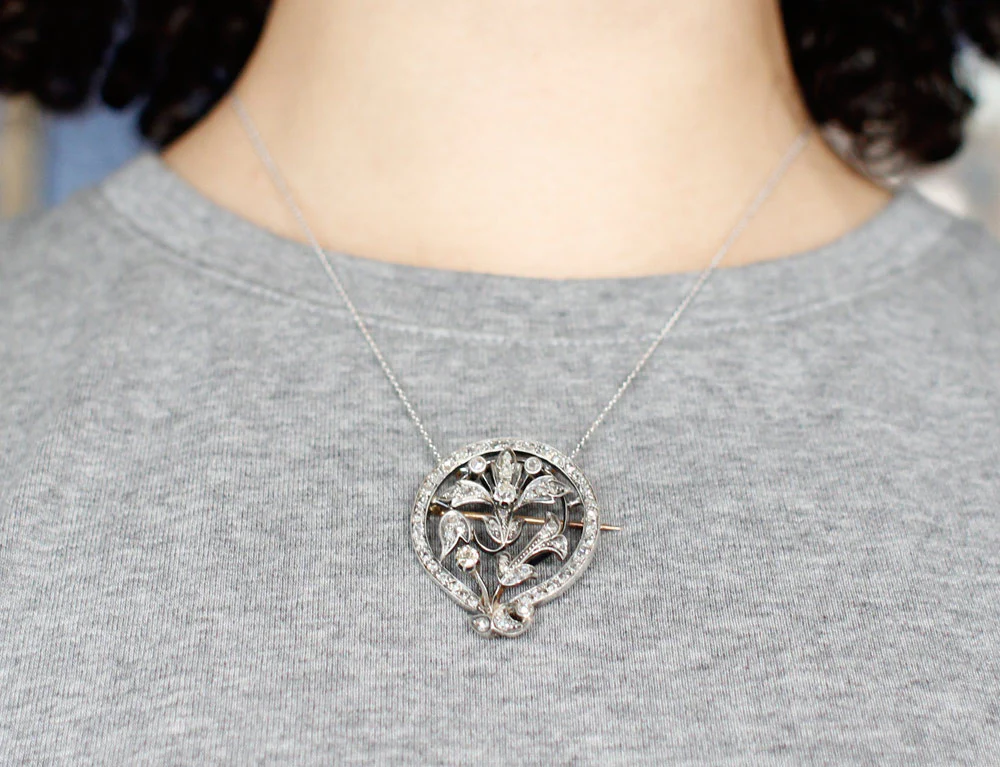 Pendentif et Broche Florale Diamants - Image 5