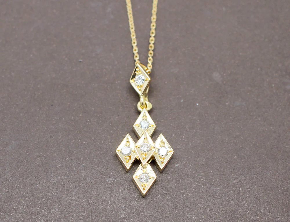 Pendentif Losanges Or et Diamants - Image 2