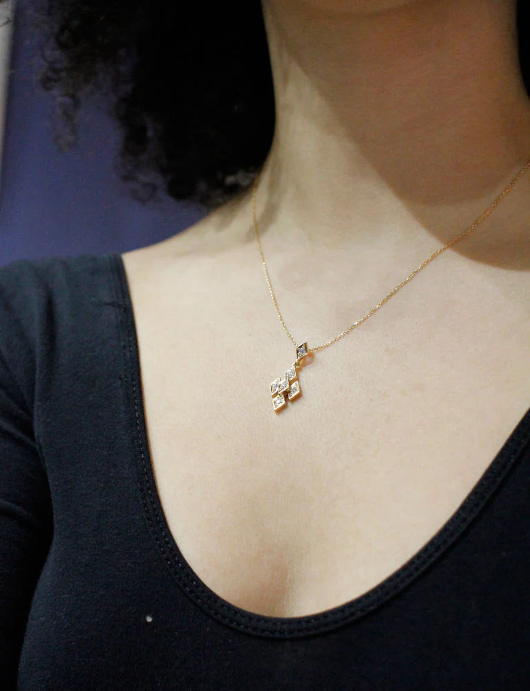 Pendentif Losanges Or et Diamants - Image 5