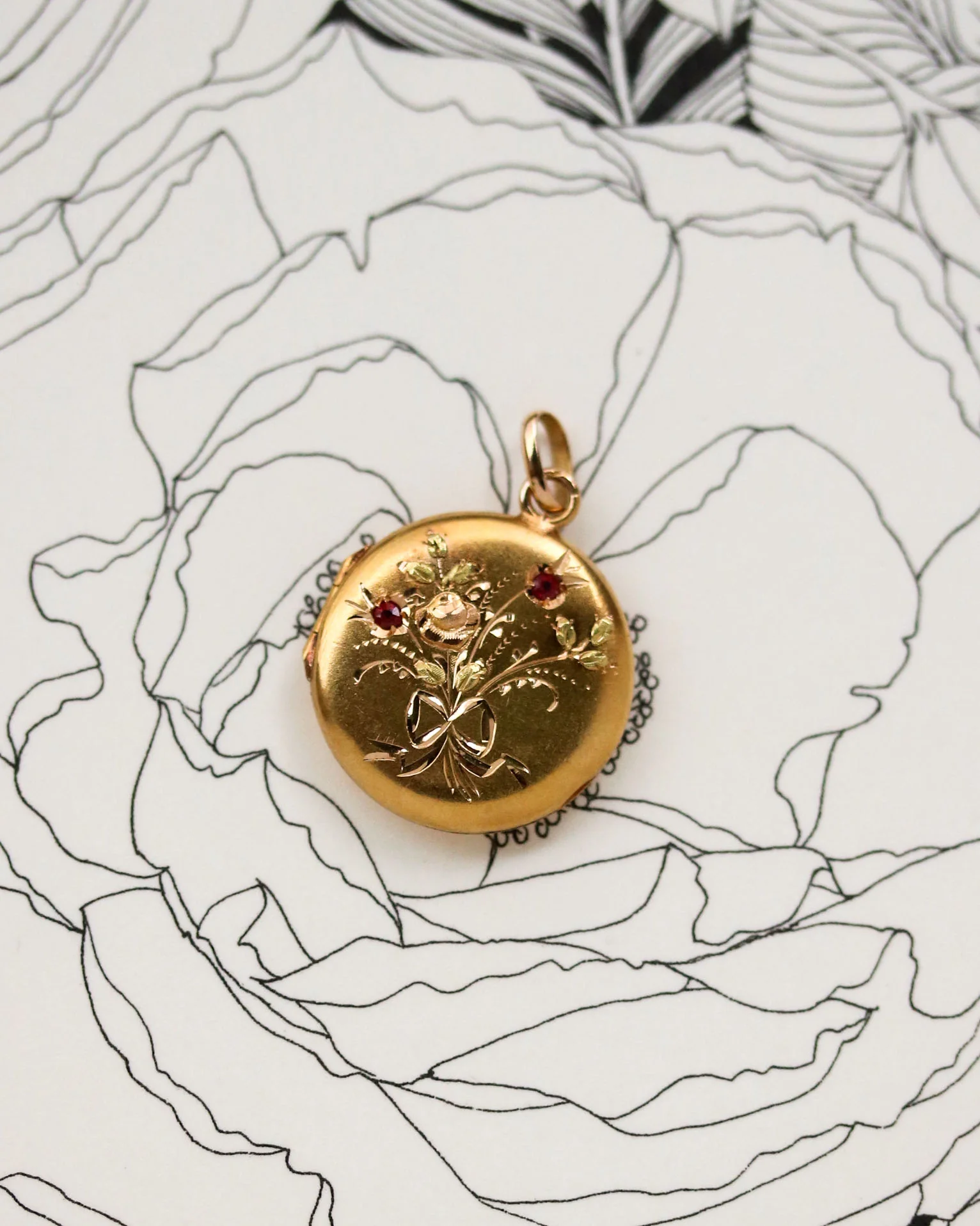 Pendentif Ouvrant ancien Or Jaune Grenat