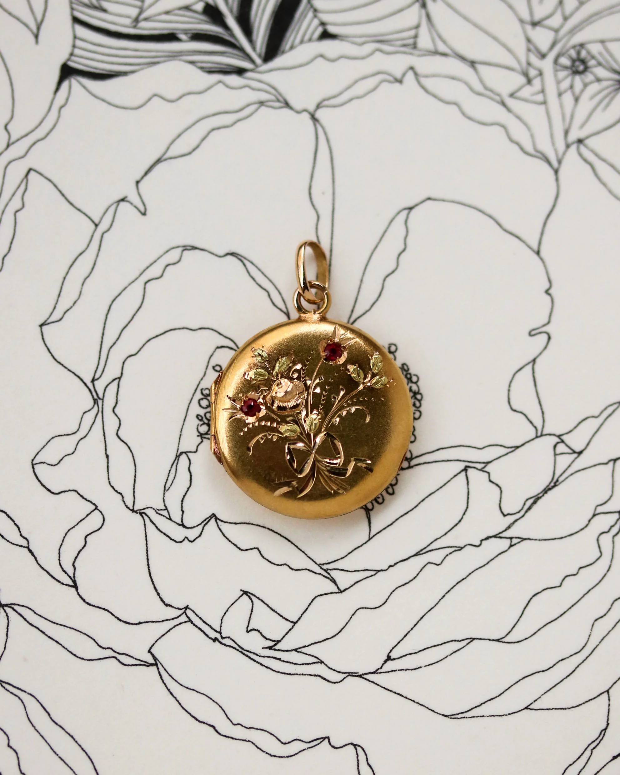 Pendentif Ouvrant ancien Or Jaune Grenat - Image 6