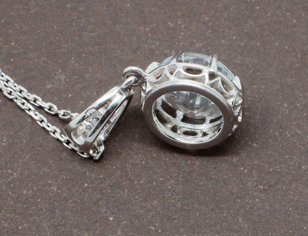 Pendentif Platine et Aigue Marine - Image 3