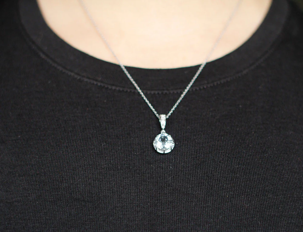 Pendentif Platine et Aigue Marine - Image 4