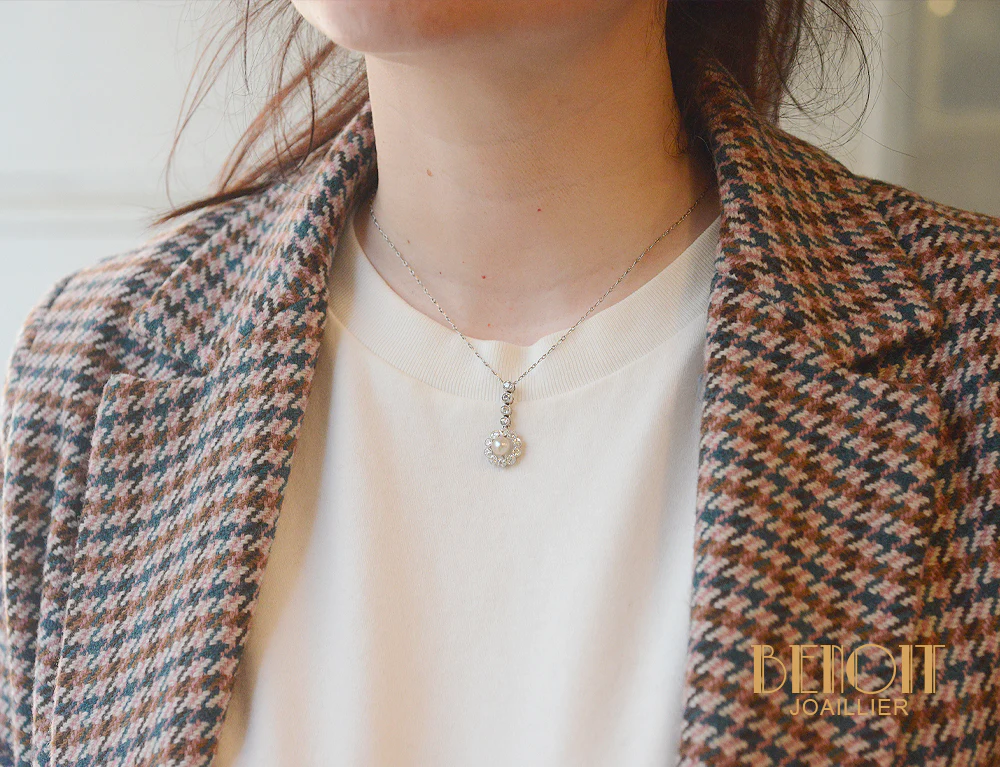 Pendentif Platine Perle et Diamants 1920 - Image 5