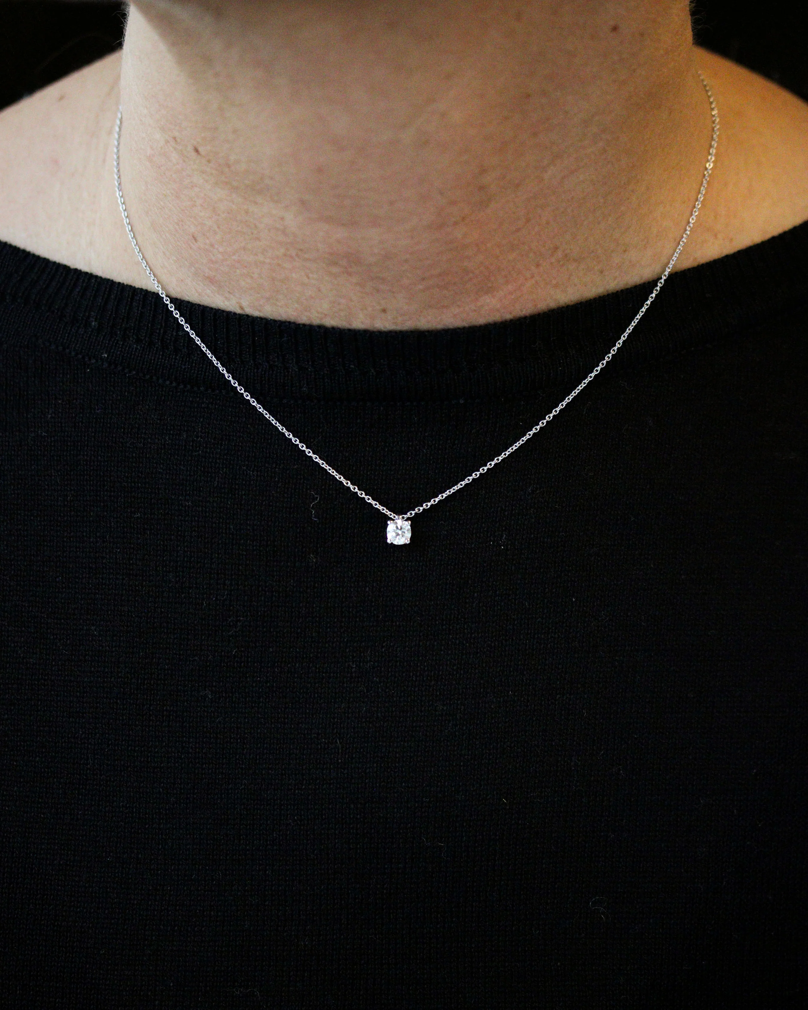 Pendentif " Solitaire " Création Benoit Joaillier Diamant Or Blanc - Image 2