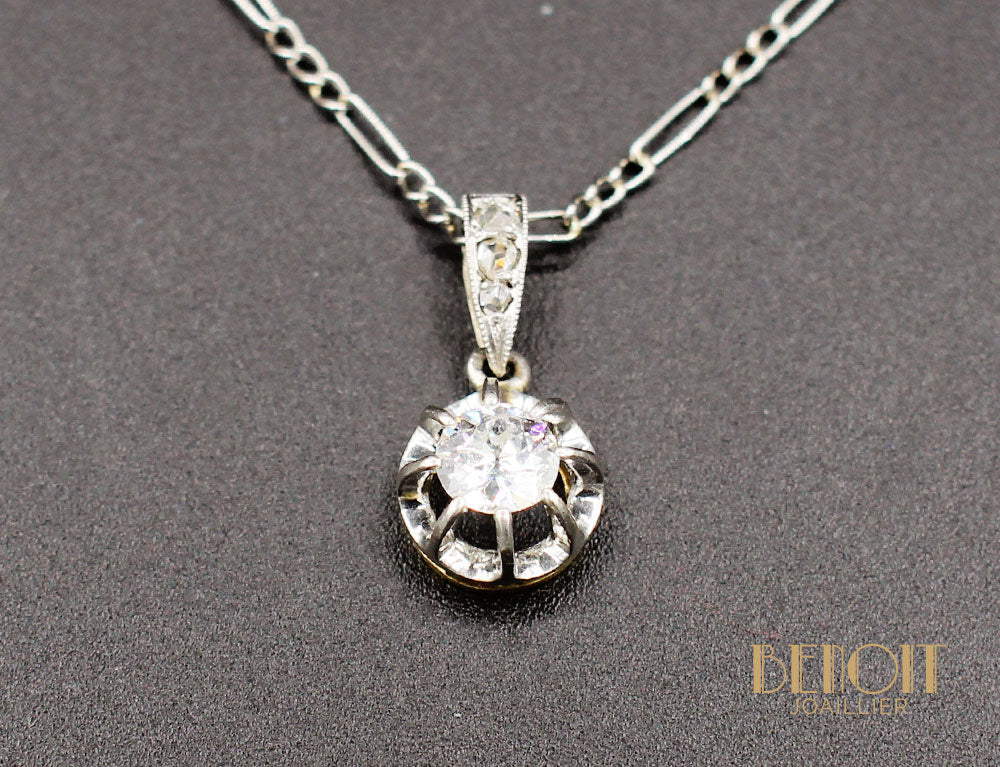 Pendentif Solitaire Diamant Ancien